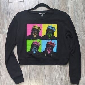 Biggie Smalls Pop Art Graphic Cropped Sweater S